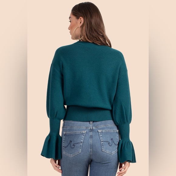 Trina Turk Chloe Ruffle Pullover In Bayberry Medium - Picture 2 of 7